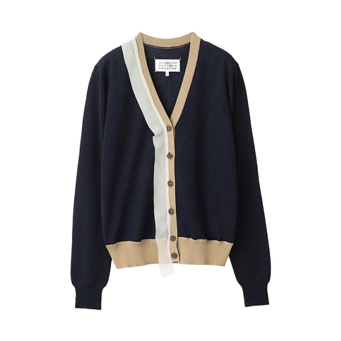 SI0HA0007S17800002F (W) Maison Margiela Back Stitch Wool Blend Cardigan Navy
