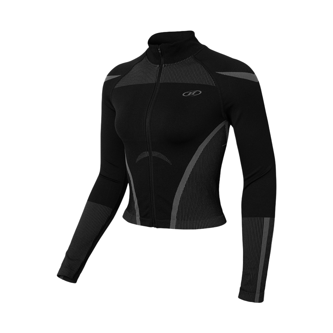BG3WJK134BK BORN TO WIN W Symbol B Eclipse Seamless Full Zip-Up Jacket Black
