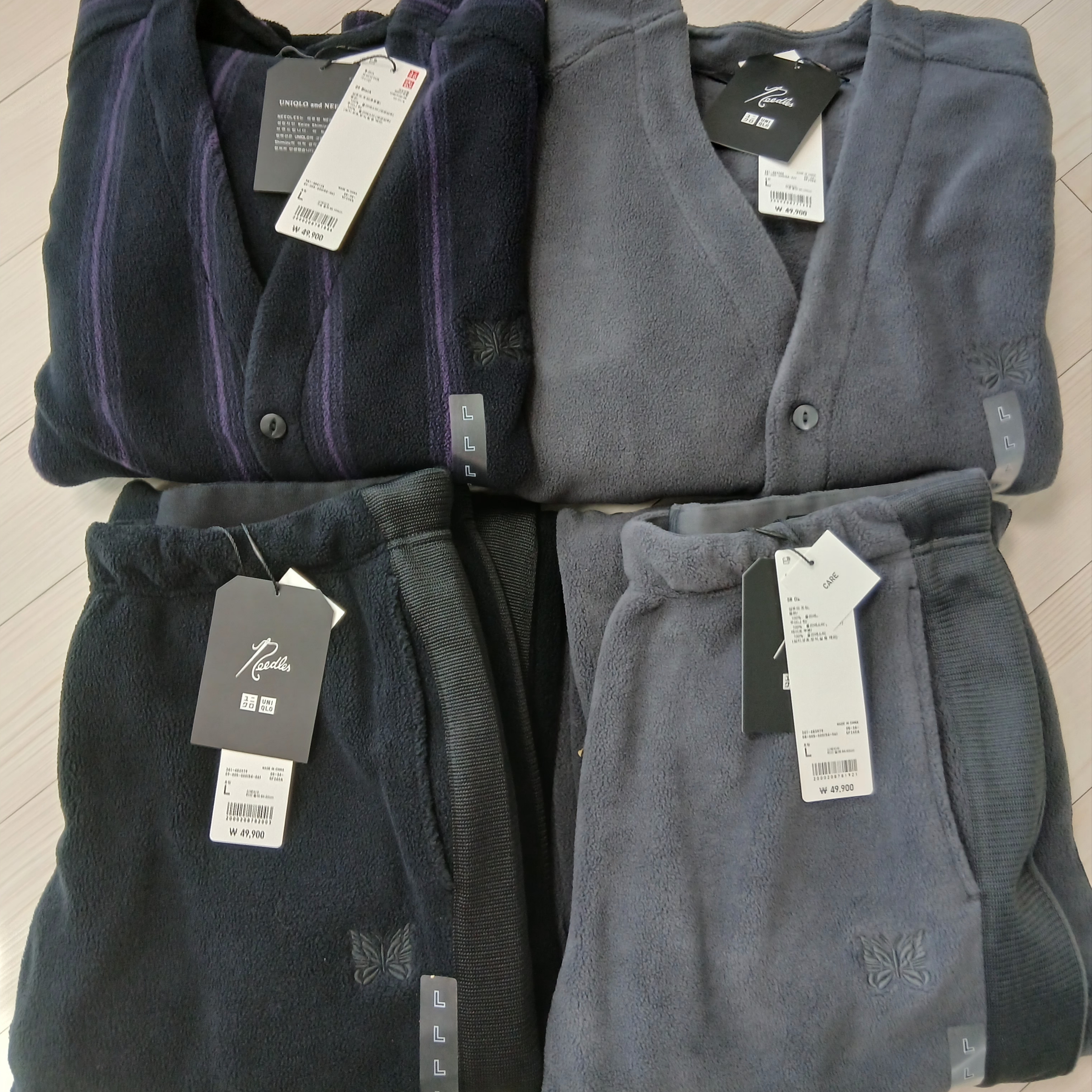 Uniqlo x Needles Fleece Oversized Cardigan Black - KR, Uniqlo x Needles Fleece Wide Pants Black - KR 착용 스타일 - 9