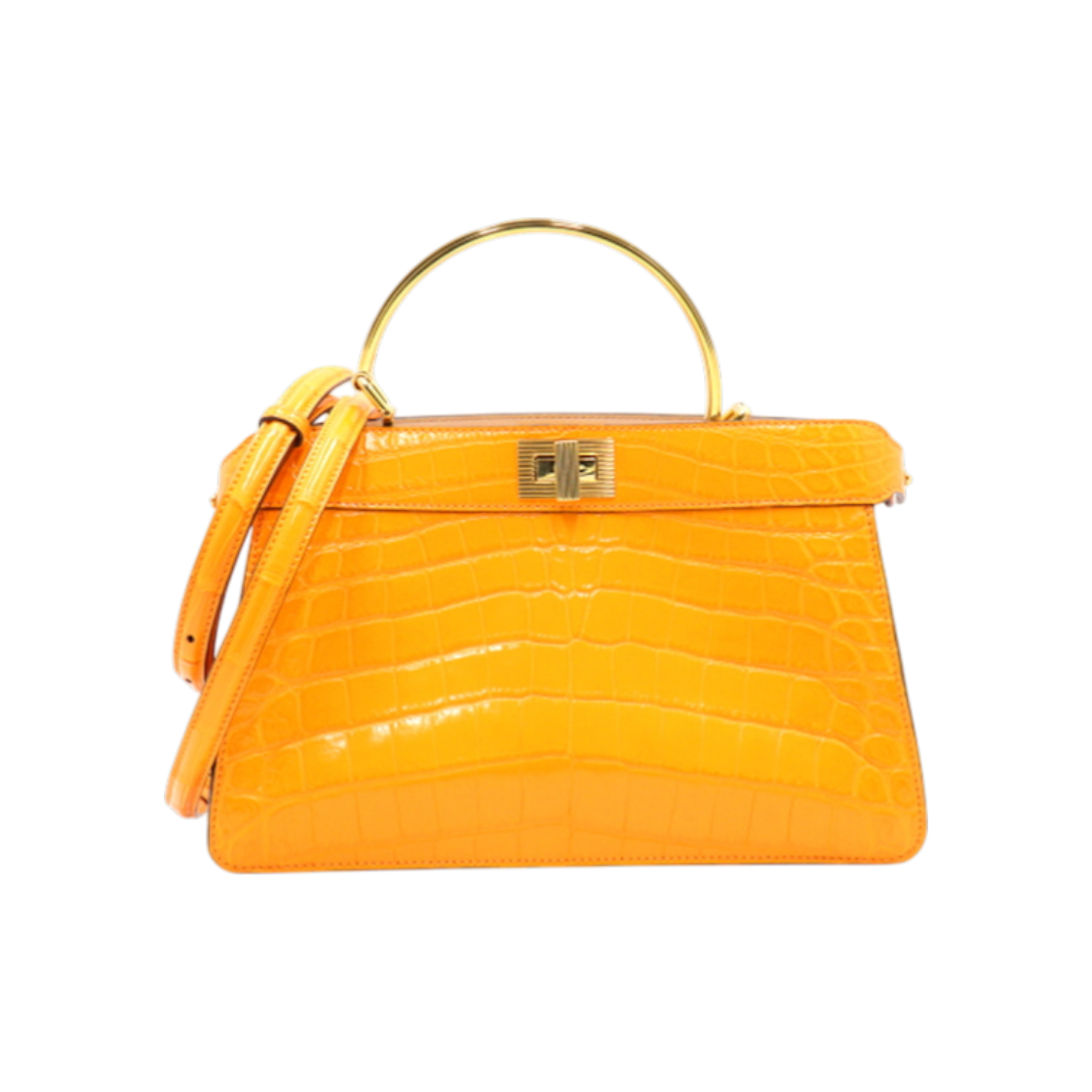 펜디 8BN323 피카부 이스트웨스트 크로커다일 와니 여성 탑핸들 토트백 겸 숄더백 aa37265(Fendi 8BN323 Peekaboo East-West Crocodile Leather Top Handle Tote & Shoulder Bag AA37265)