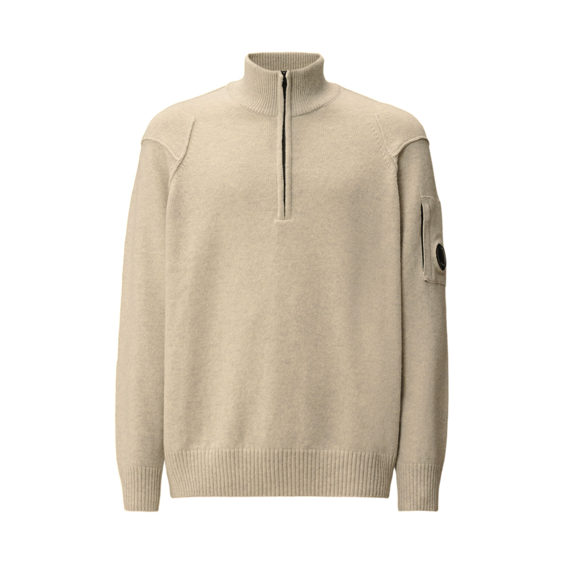 19CMKN709A110149AM13 C.P. Company Lambswool GRS Half Zip Sweater Off White Melange Grey - 25FW