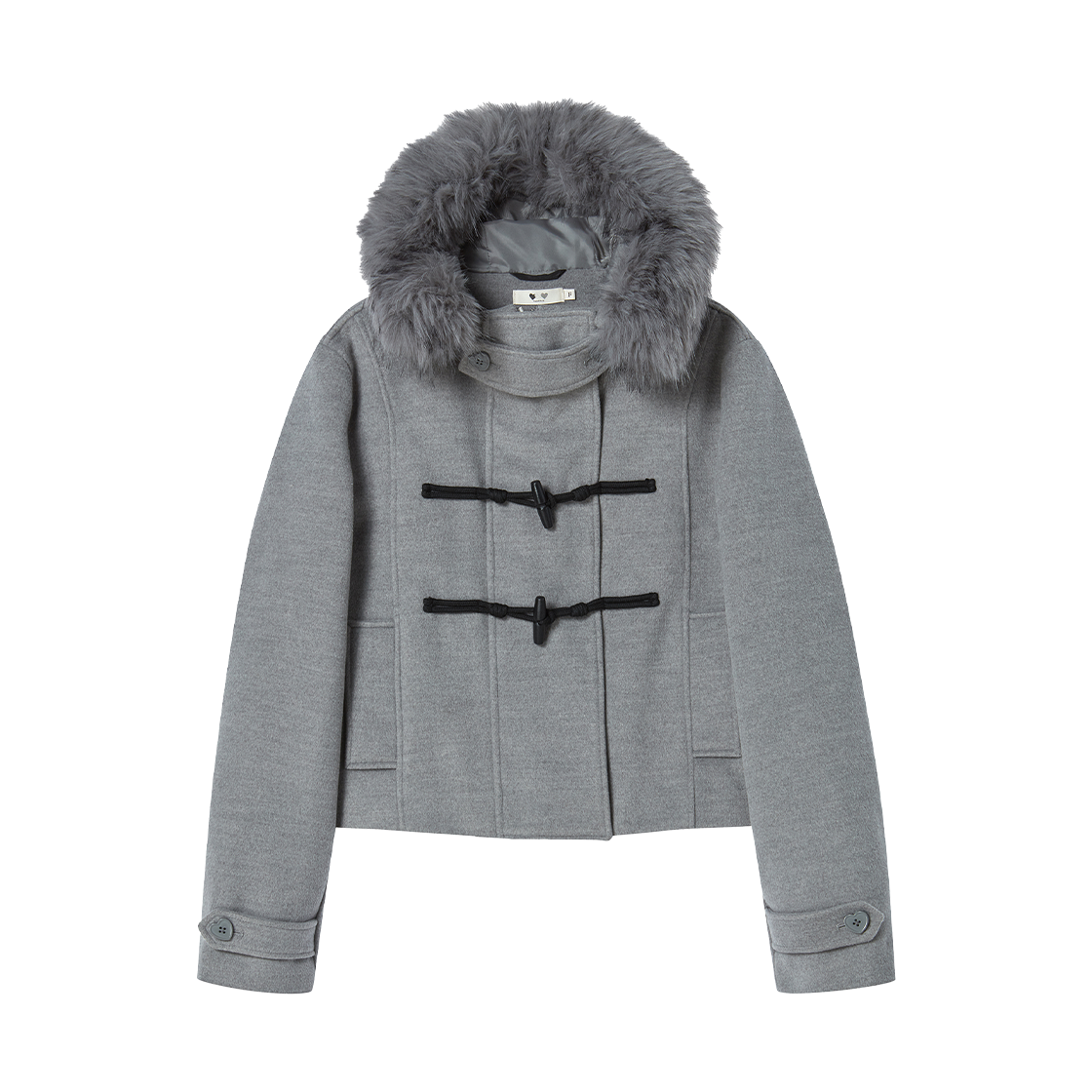 RG_25_FW1_CO_05 Rogin N Rosie Duffel Hoodie Fur Half Coat Gray