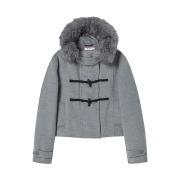 Rogin N Rosie Duffel Hoodie Fur Half Coat Gray
