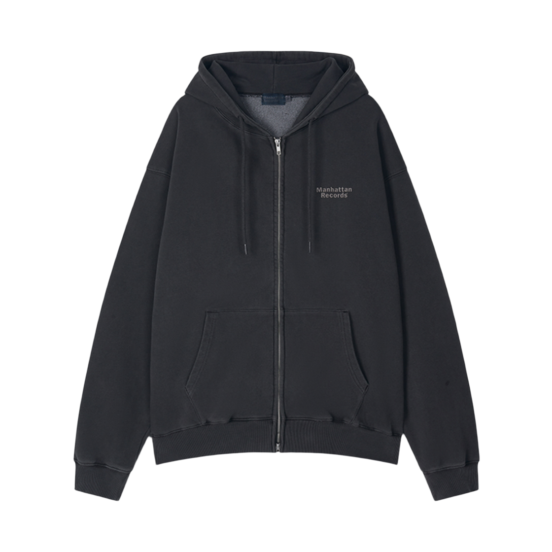 맨하탄 레코즈 클래식 피그먼트 집업 후디 - 차콜