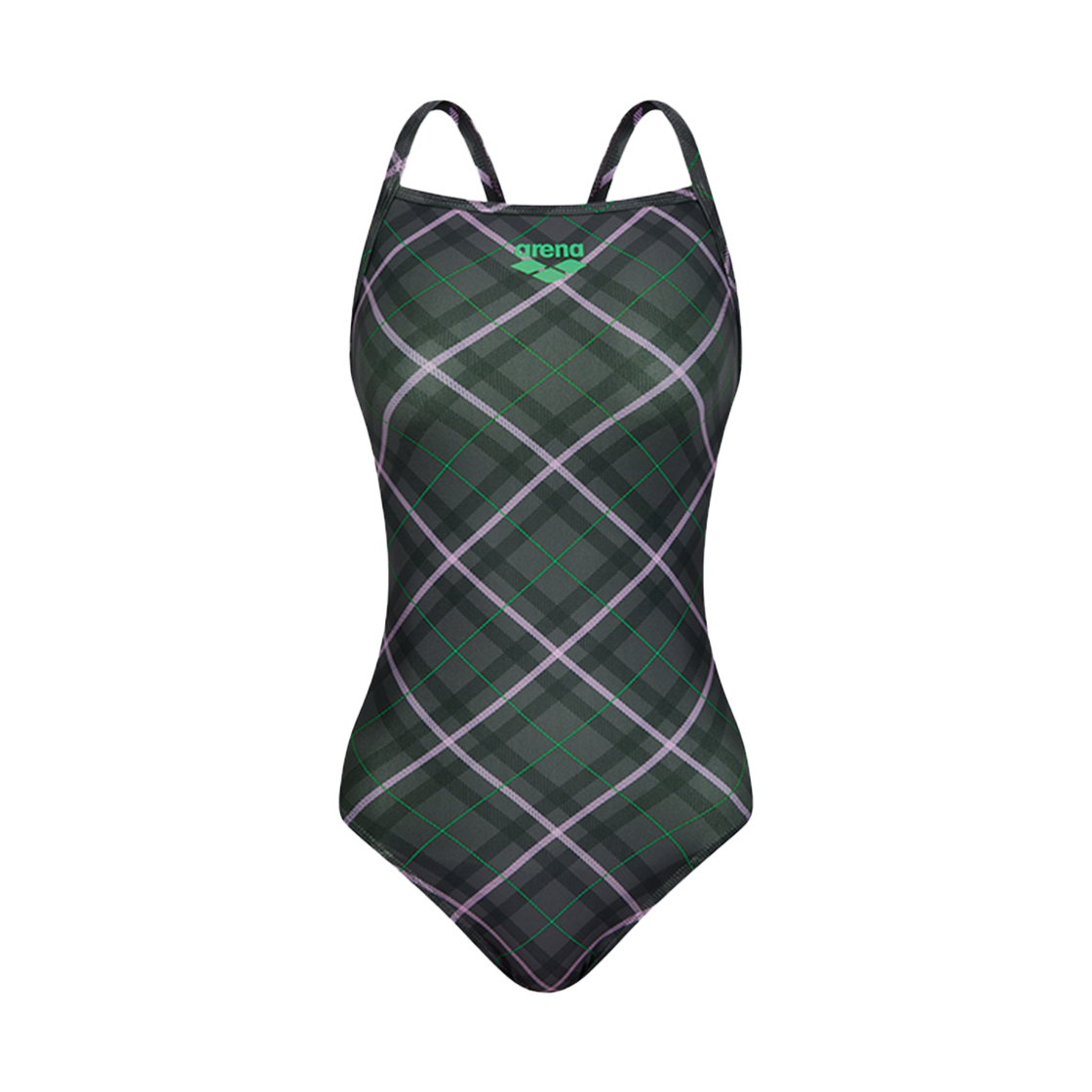 A5FL1LO12BRW ARENA Knit Check One-piece Cross Strap Back Brown