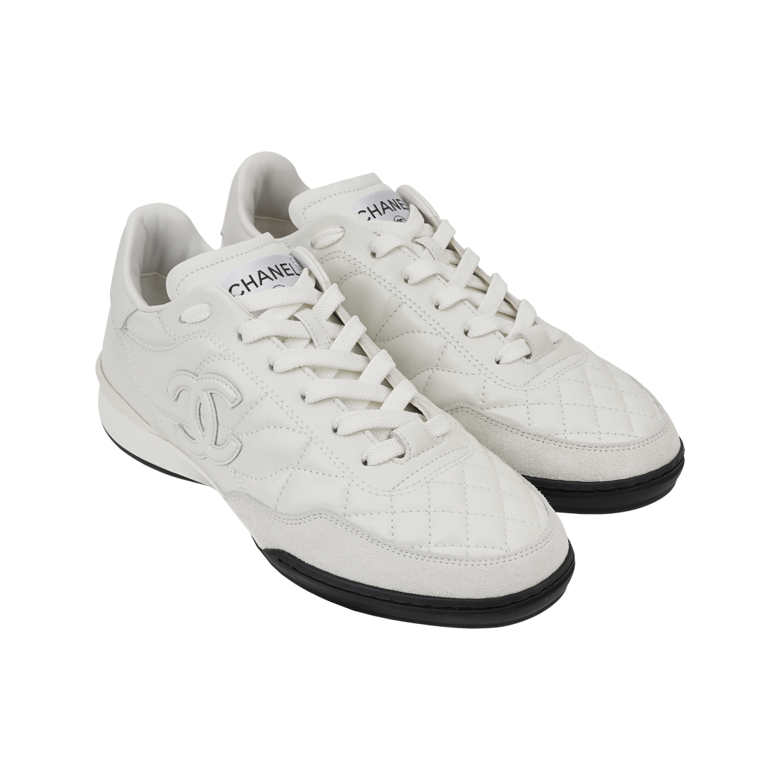 (W) 샤넬 스니커즈 샤이니 카프스킨 카프스킨 스웨이드 카프스킨 & 화이트((W) Chanel Sneakers Shiny Calfskin Calfskin Suede Calfskin & White) - 4
