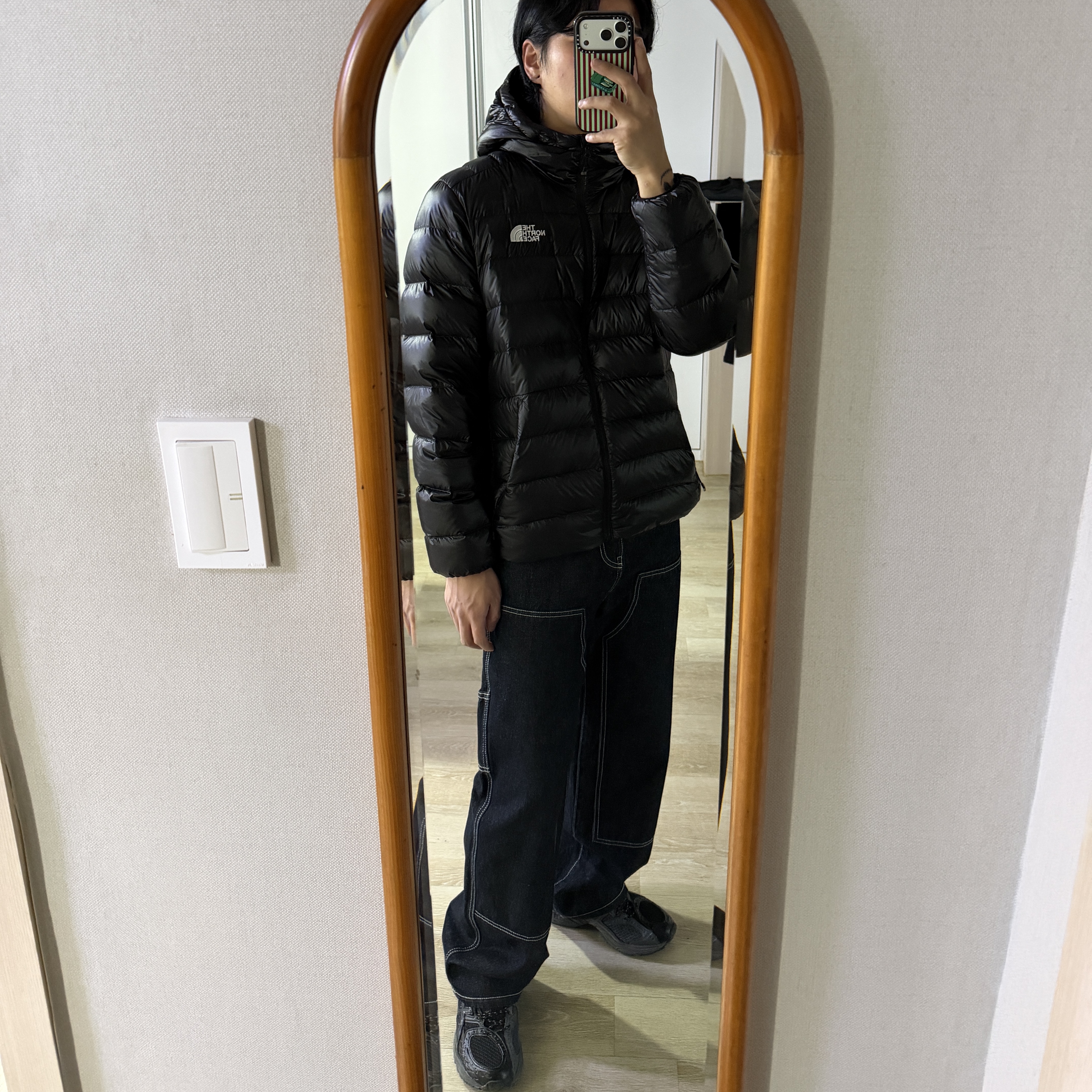 The North Face Matier EX RDS Down Hoodie Black, Asics x Haven Gel-Nimbus 10.1 Black 착용 스타일 - 2