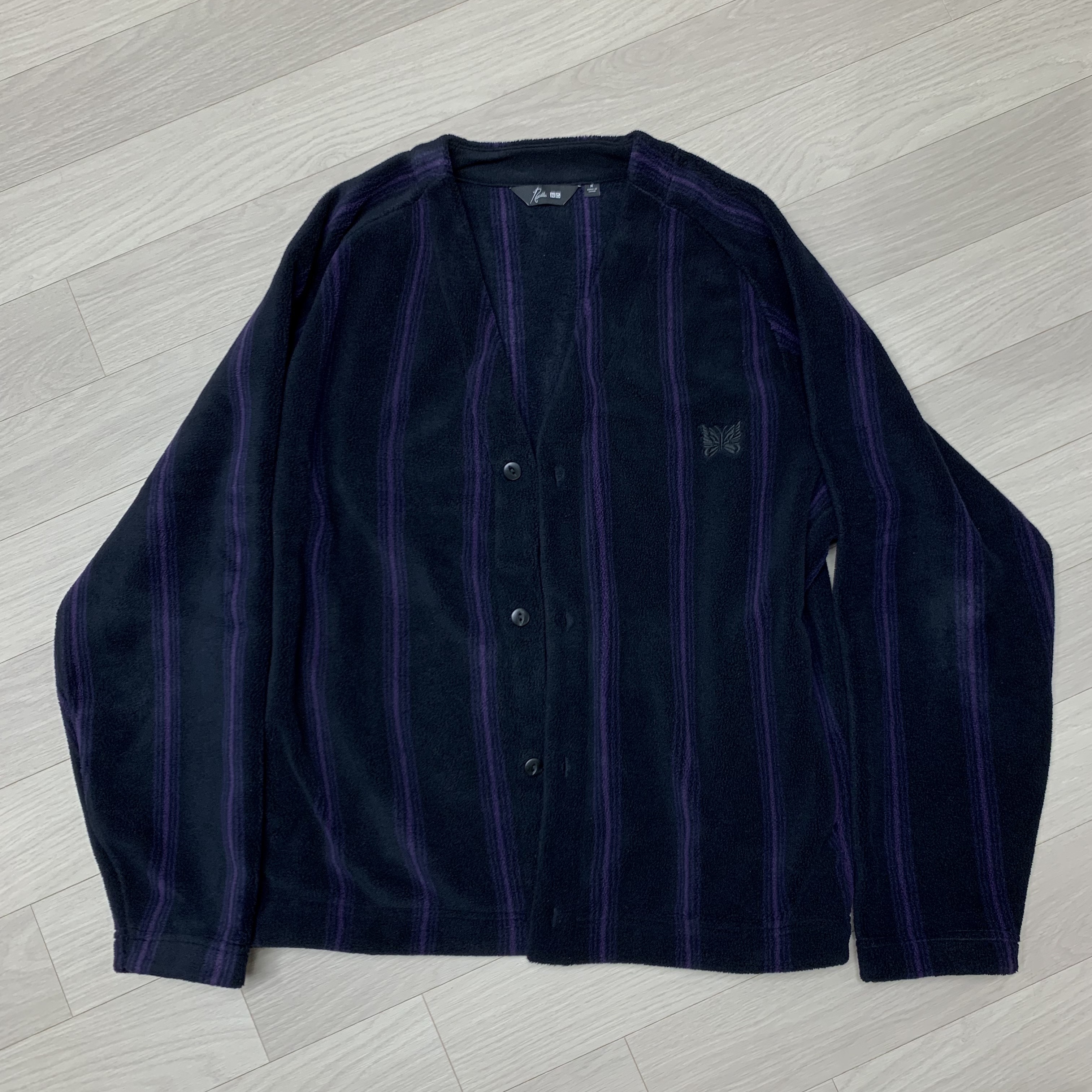 Uniqlo x Needles Fleece Oversized Cardigan Black - KR 착용 스타일