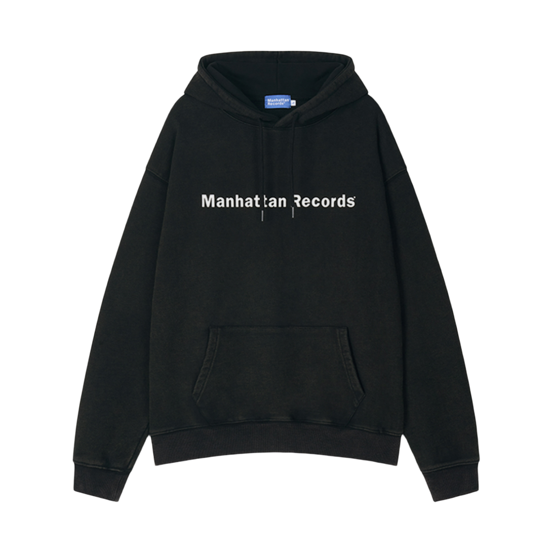 맨하탄 레코즈 로고 워시드 후디 - 블랙