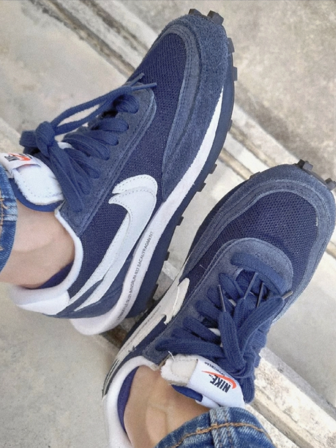 Nike x Sacai x Fragment LDWaffle Blackened Blue 착용 스타일