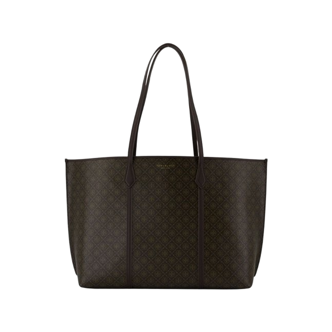 174237-200 Tory Burch Printed Canvas Perry Shopping Bag Brown