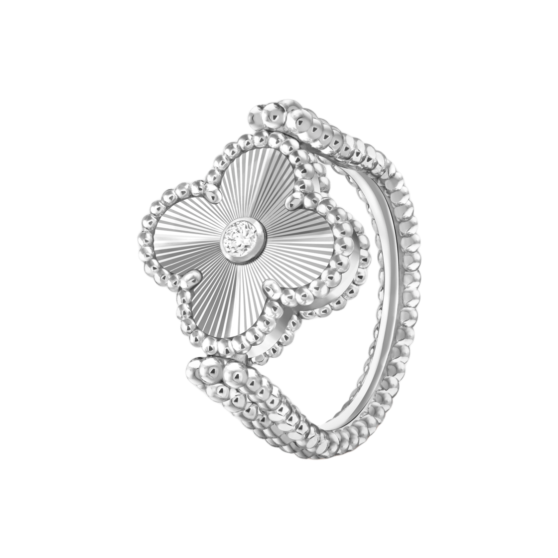 반 클리프 & 아펠 빈티지 알함브라 리버시블 링 18K 화이트 골드 다이아몬드 칼세도니(Van Cleef & Arpels Vintage Alhambra Reversible Ring 18K White Gold Diamond Chalcedony) - 2