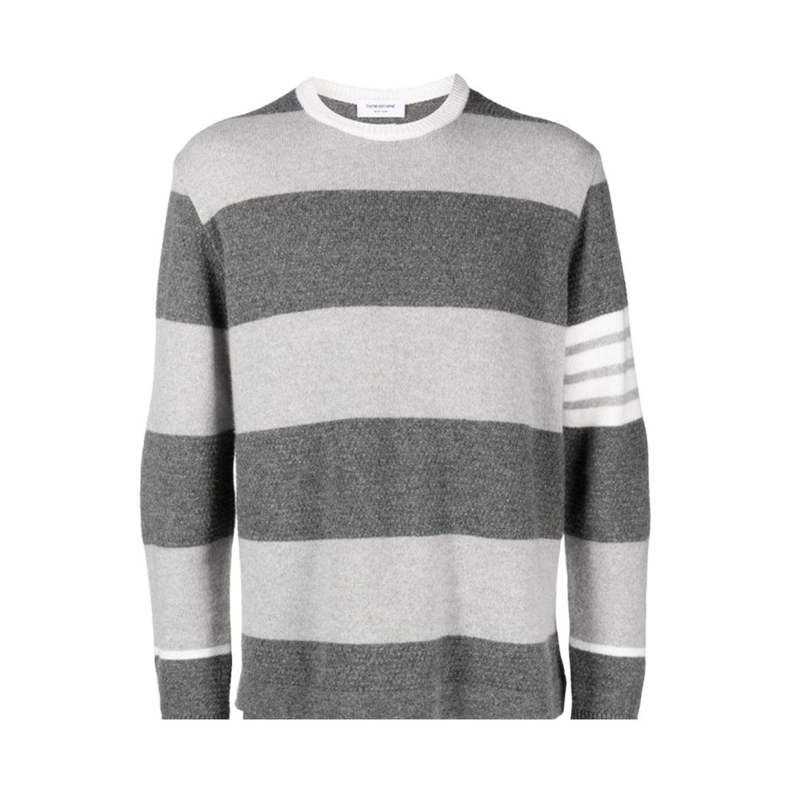 MKA483A-Y1030-982 Thom Browne Rugby Stripe Merino 4-Bar Crewneck Pullover Tonal Grey