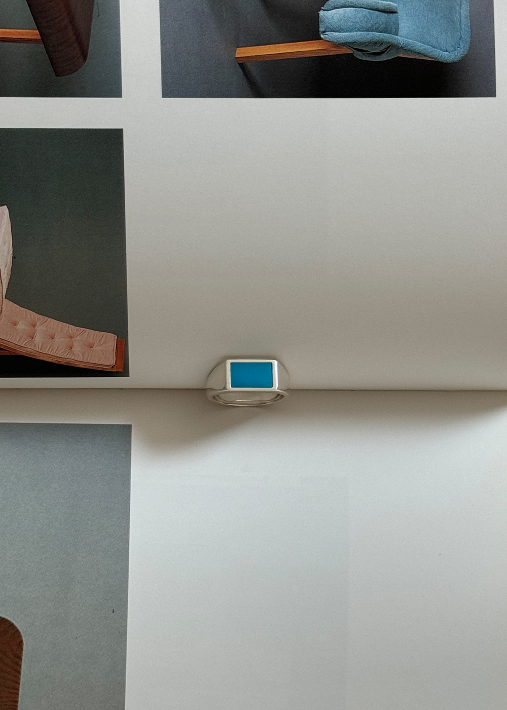 뵤르 플랫 핑키 링 (터키석)(Bőr Flat Pinky Ring (turquoise)) - 4