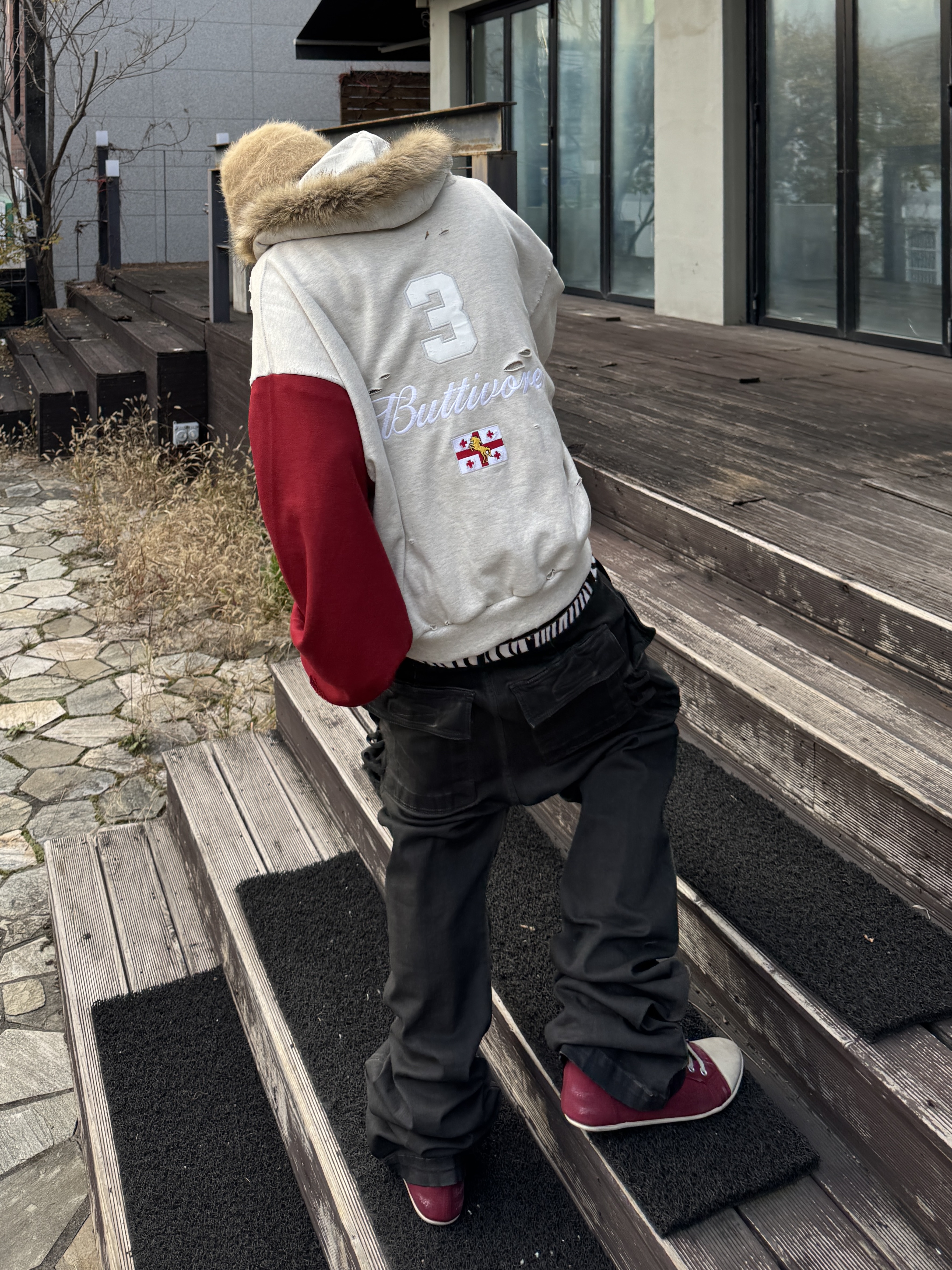 Protocol Index Buttivore Fur Lining Zip Hoodie Oatmeal Melange, Stussy Bamboo Buckle Belt Hairy Zebra Pattern 착용 스타일 - 2
