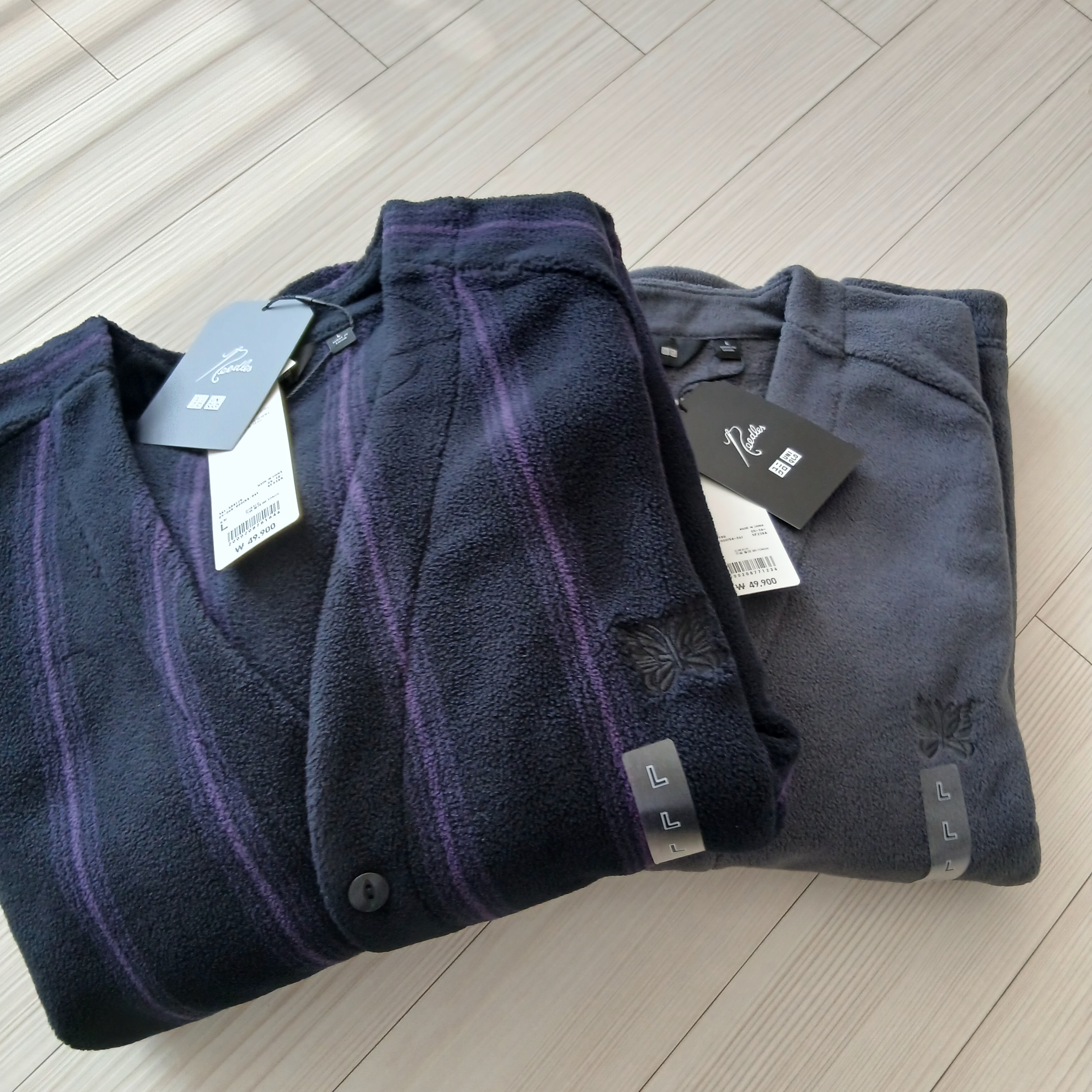 Uniqlo x Needles Fleece Oversized Cardigan Black - KR, Uniqlo x Needles Fleece Wide Pants Black - KR 착용 스타일 - 3