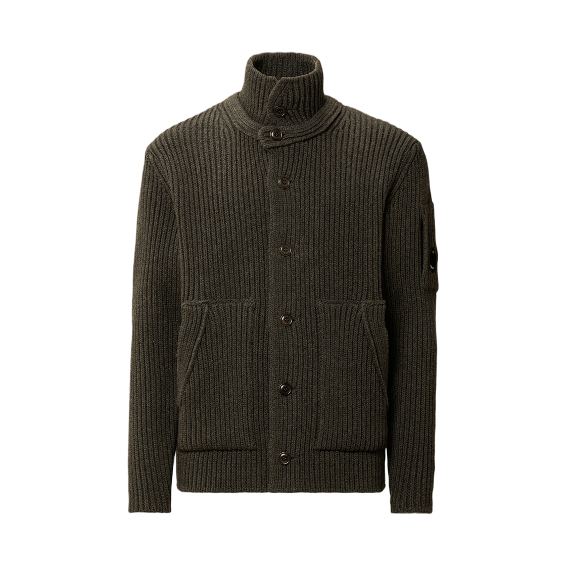 19CMKN222A110149A978 C.P. Company Lambswool GRS Button Cardigan Dark Shadow Grey - 25FW