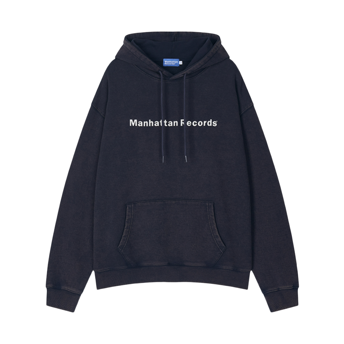 맨하탄 레코즈 로고 워시드 후디 - 네이비