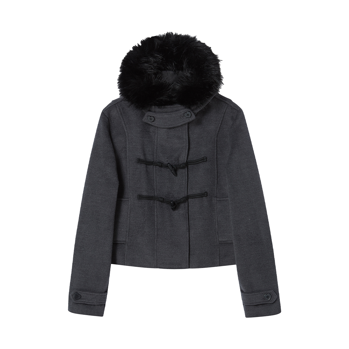 RG_25_FW1_CO_05 Rogin N Rosie Duffel Hoodie Fur Half Coat Charcoal