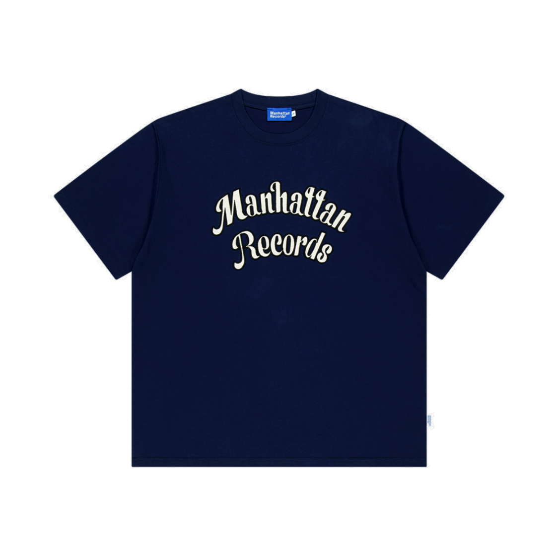 MR25SS016NA Manhattan Records 2-Tone Logo T-shirt - Navy