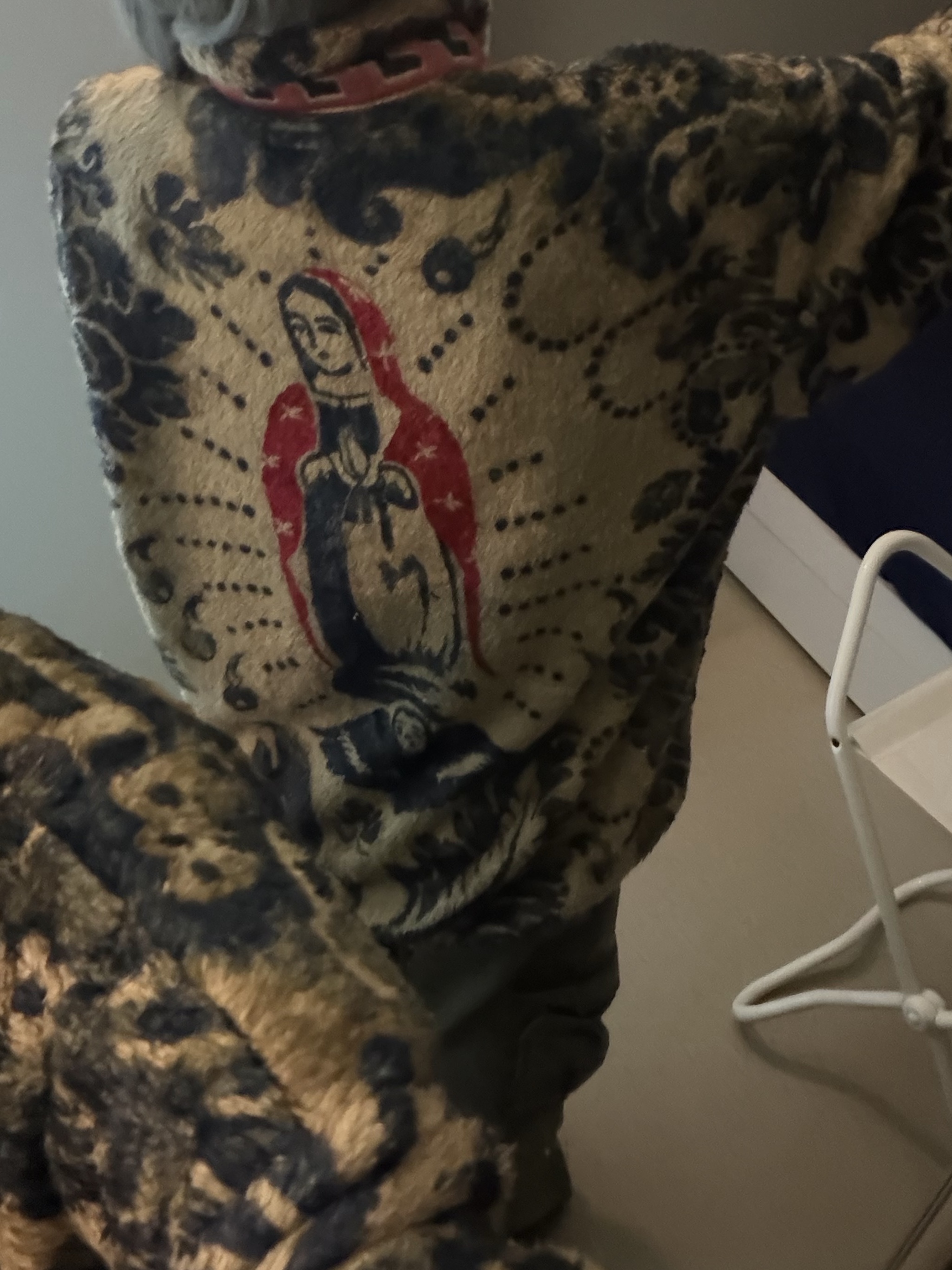 Kapital Damask Pattern Maria Fleece Zip Blouson Beige 착용 스타일 - 2