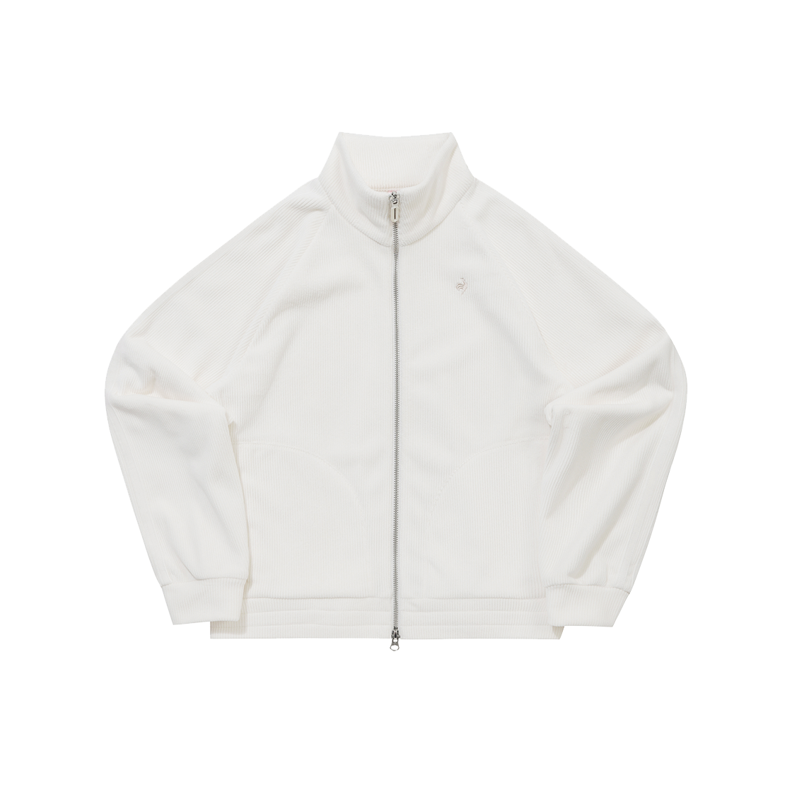 QQ422OFTO3_IVY0 le coq sportif Women's Loose-Fit Velduroy High-Neck Zip-Up Jacket Ivory