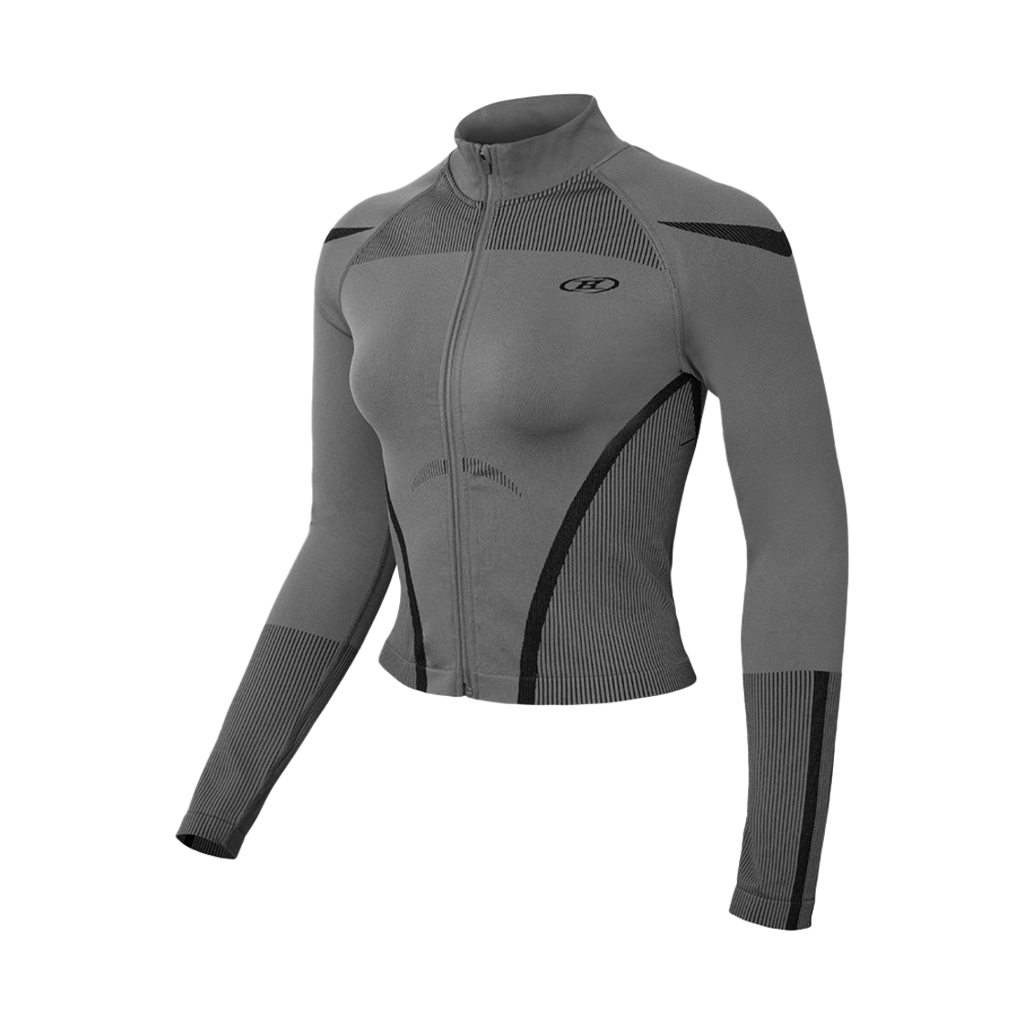 BG3WJK134CH BORN TO WIN W Symbol B Eclipse Seamless Full Zip-Up Jacket Charcoal