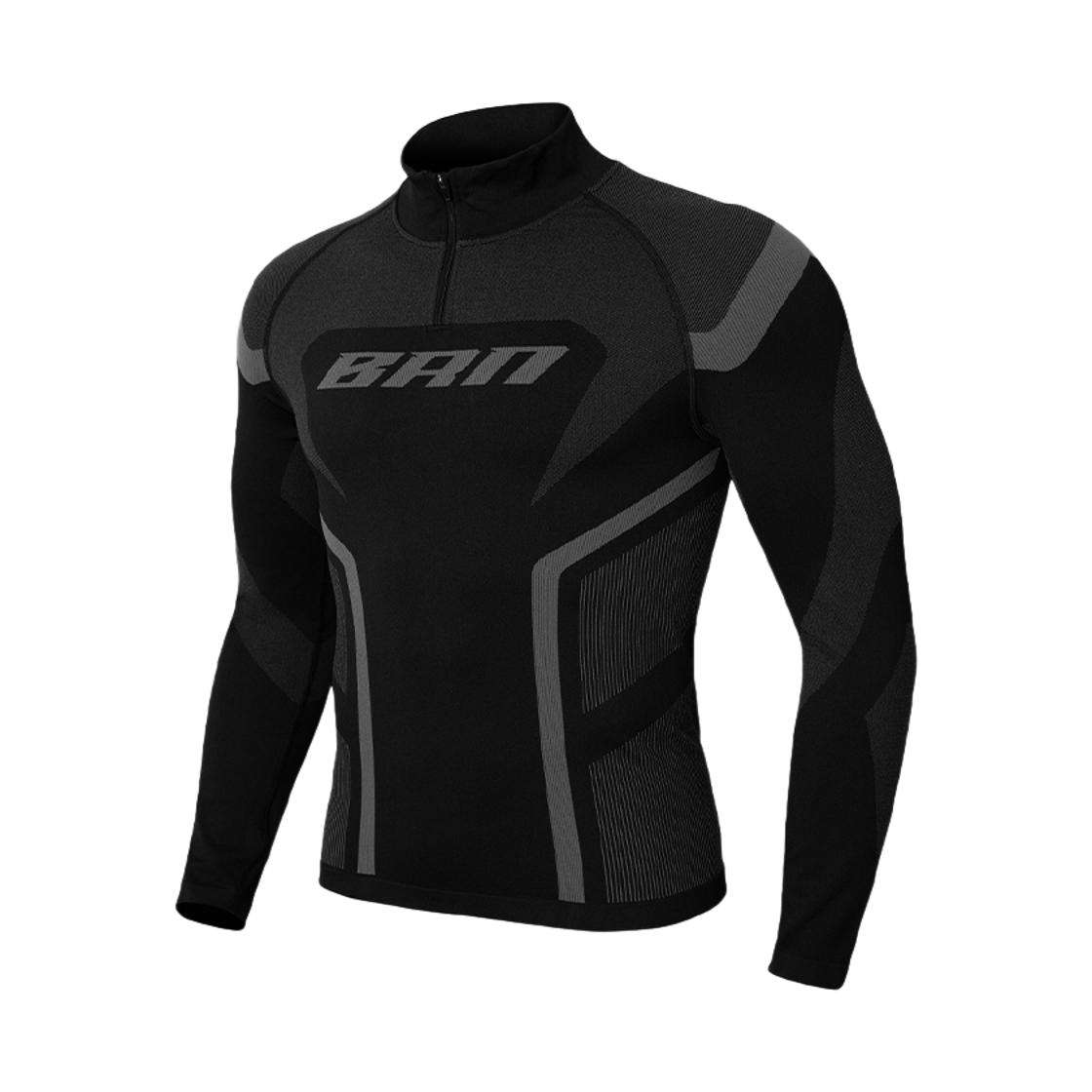 BG3MLT123BK BORN TO WIN BRN Eclipse Seamless Half Zip Up Long Sleeve Black