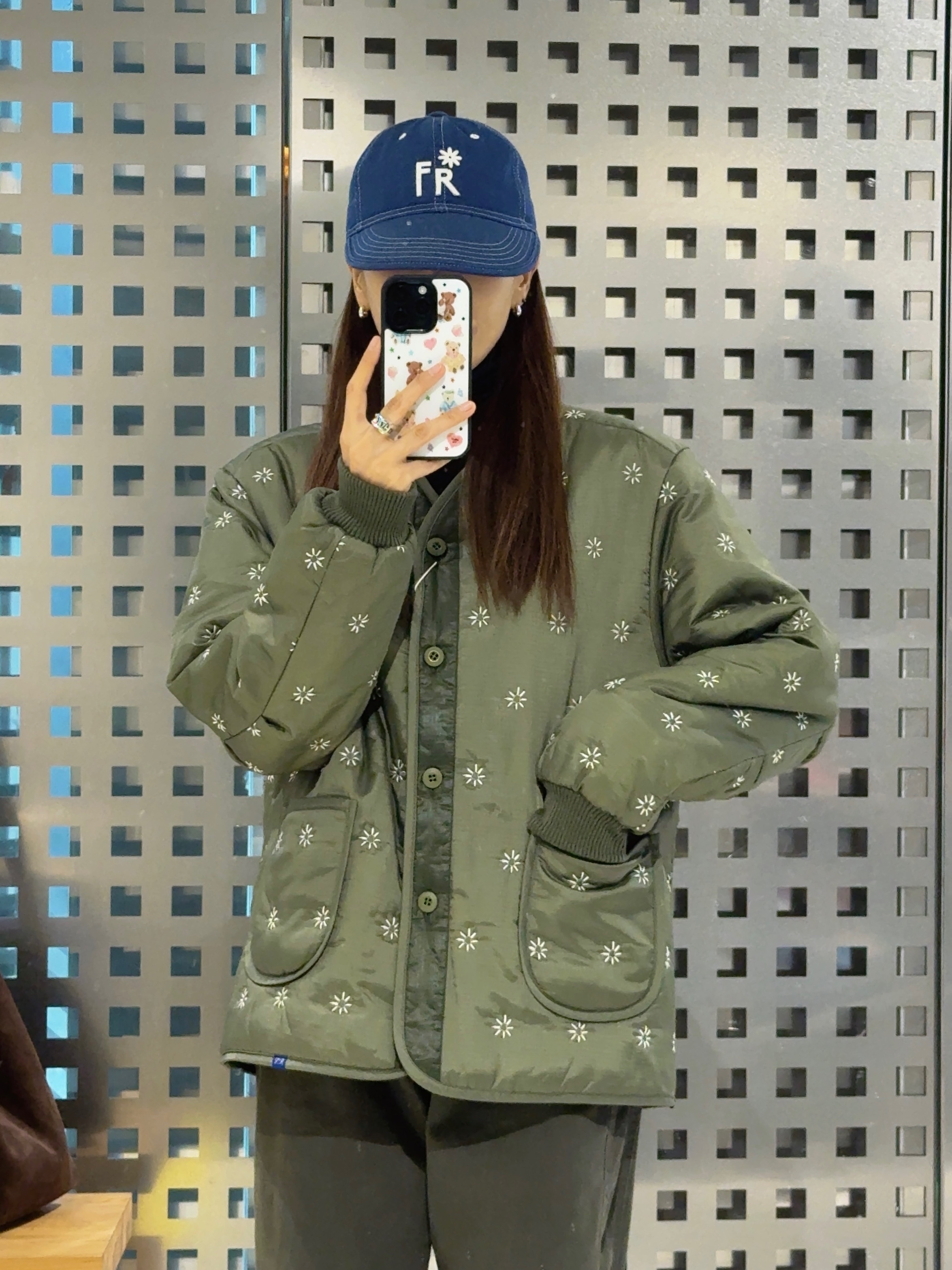 FRITUR Icon Ball Cap Blue, Fritur The KYOTO Quilted Work Jacket Khaki_F244PD01 착용 스타일 - 1