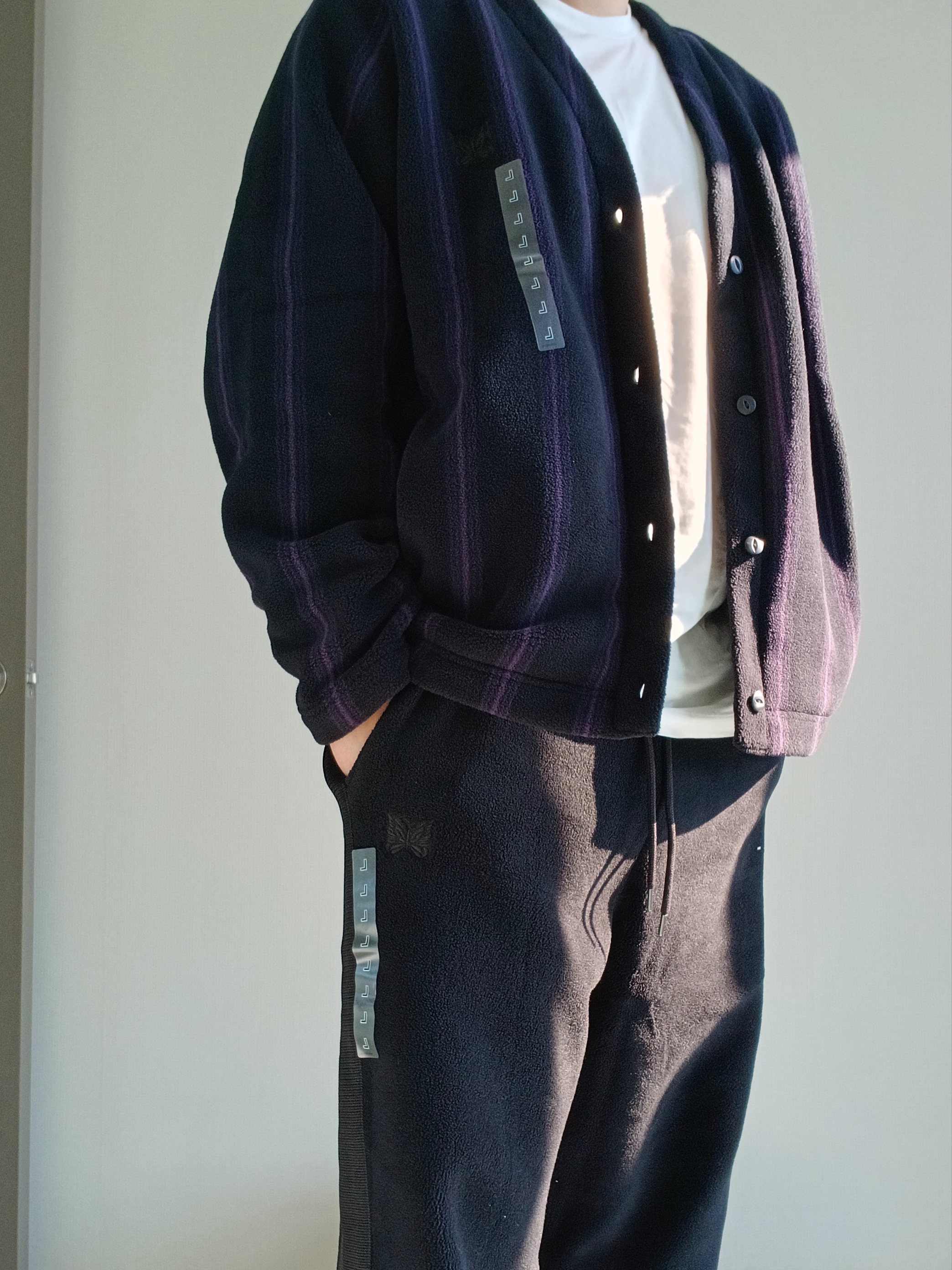 Uniqlo x Needles Fleece Oversized Cardigan Black - KR, Uniqlo x Needles Fleece Wide Pants Black - KR 착용 스타일 - 9