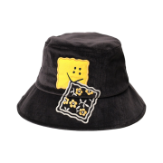 Kapital Velveteen Bucket Hat With Short Brim Peckish Rainbow Black