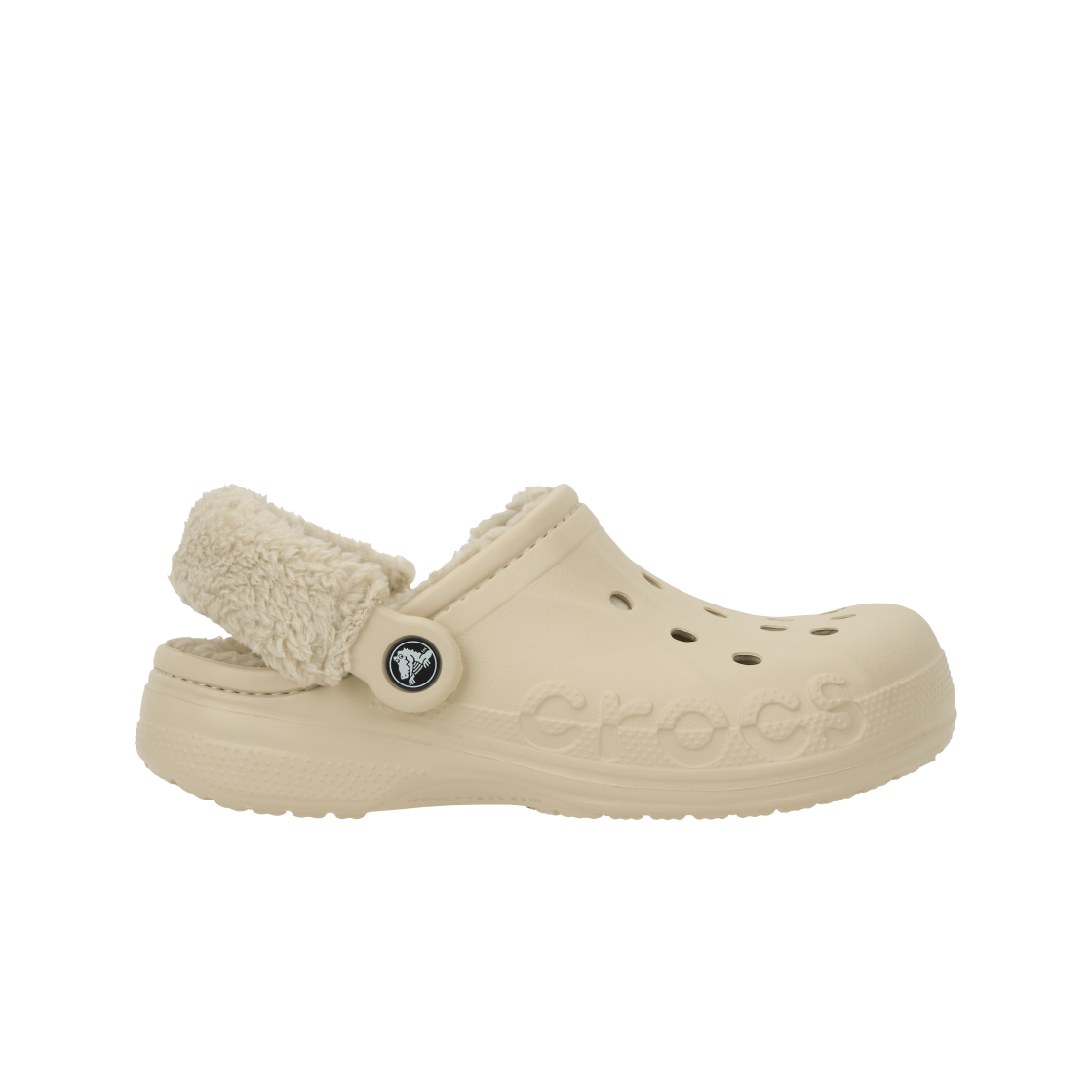 206633-11S Crocs Baya Lined Fuzz-Strap Clog Winter White