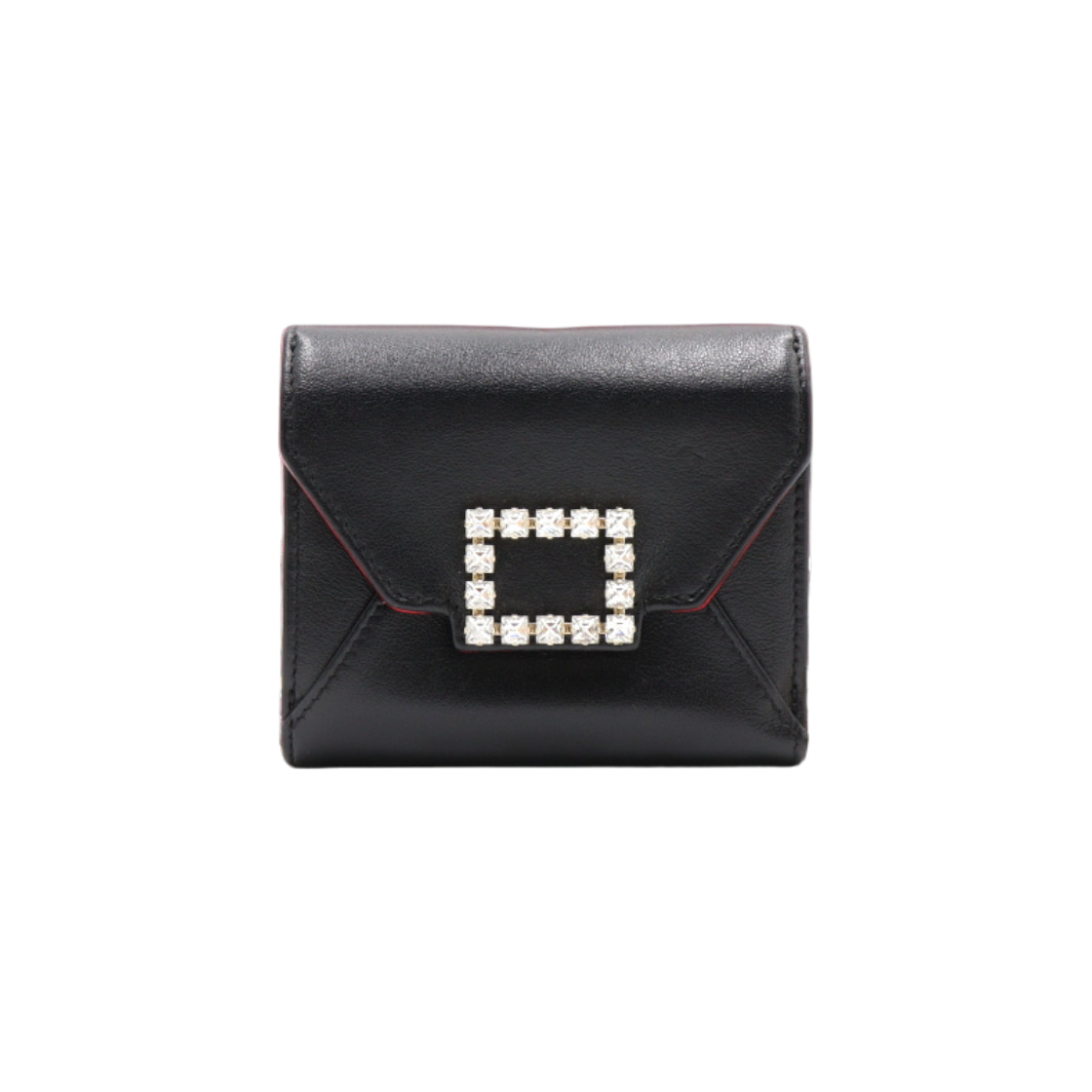 ITTRMEH7M3H8 Roger Vivier Black Crystal Buckle Chain Wallet Crossbody Bag