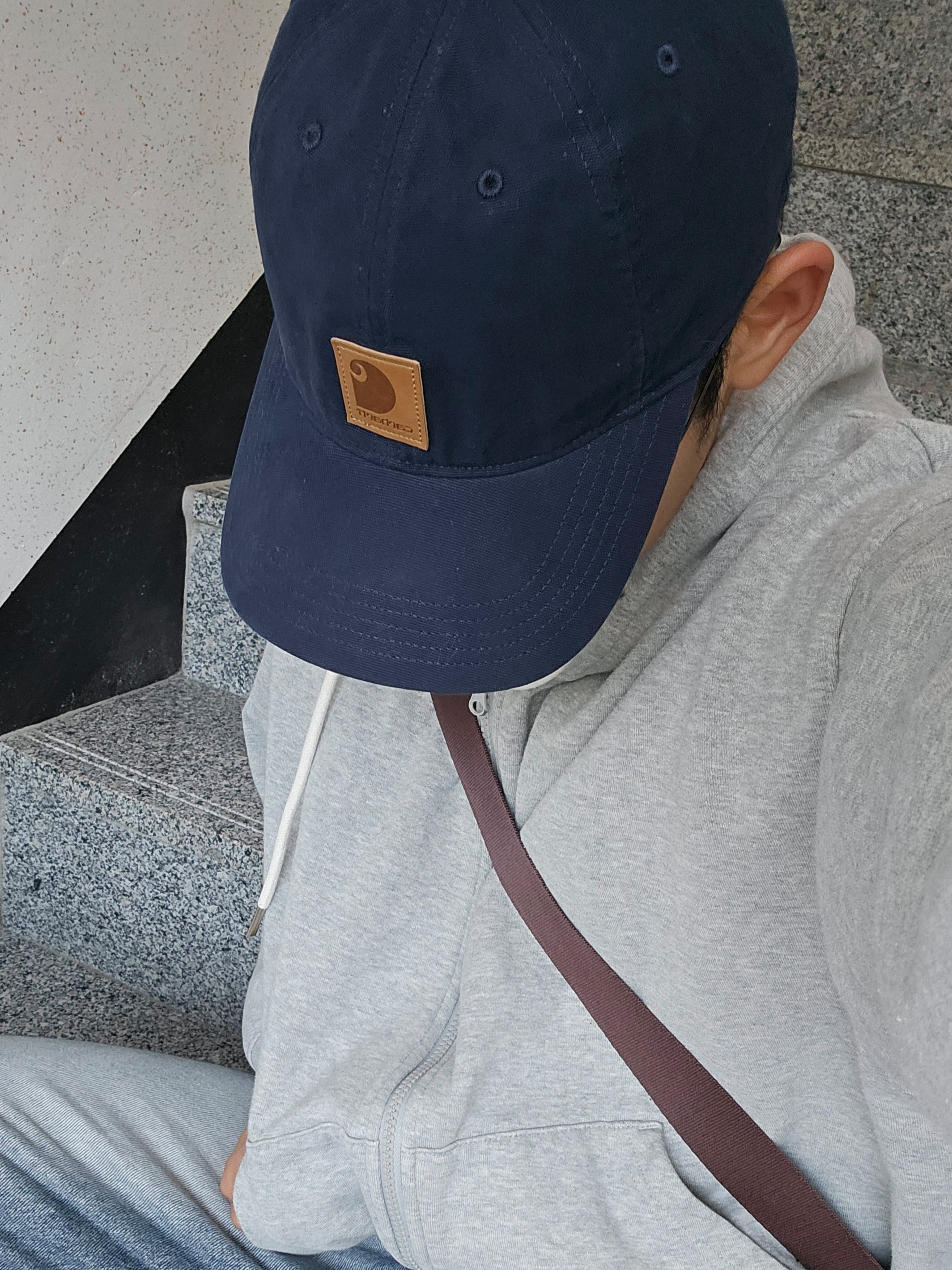 Carhartt Canvas Cap Navy 착용 스타일 - 2
