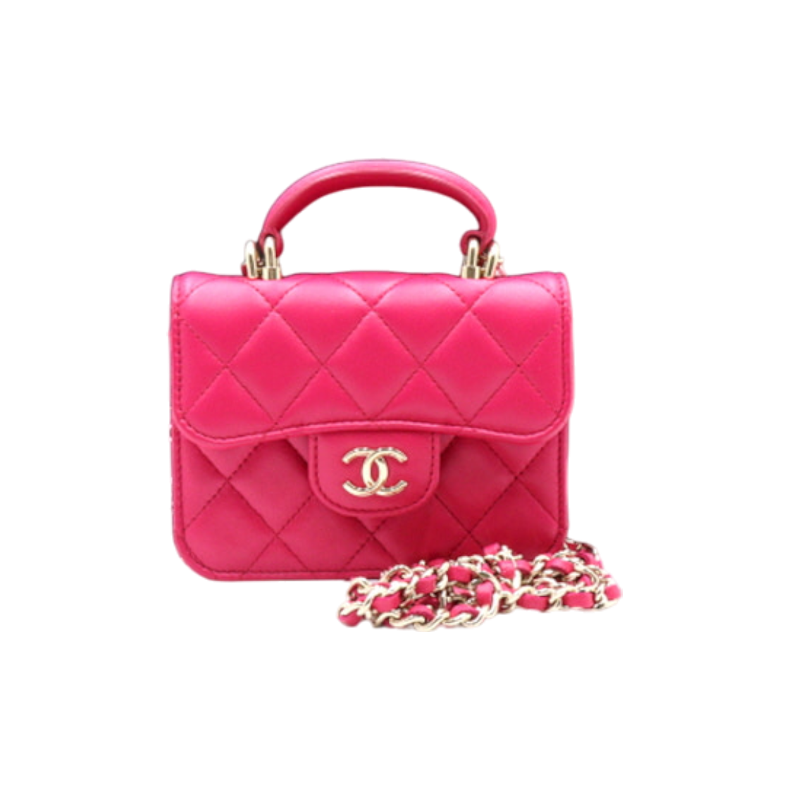 ITGB6J8UH2MN Chanel Top Handle Flap Mini WOC Card Case with Gold Chain Crossbody Bag