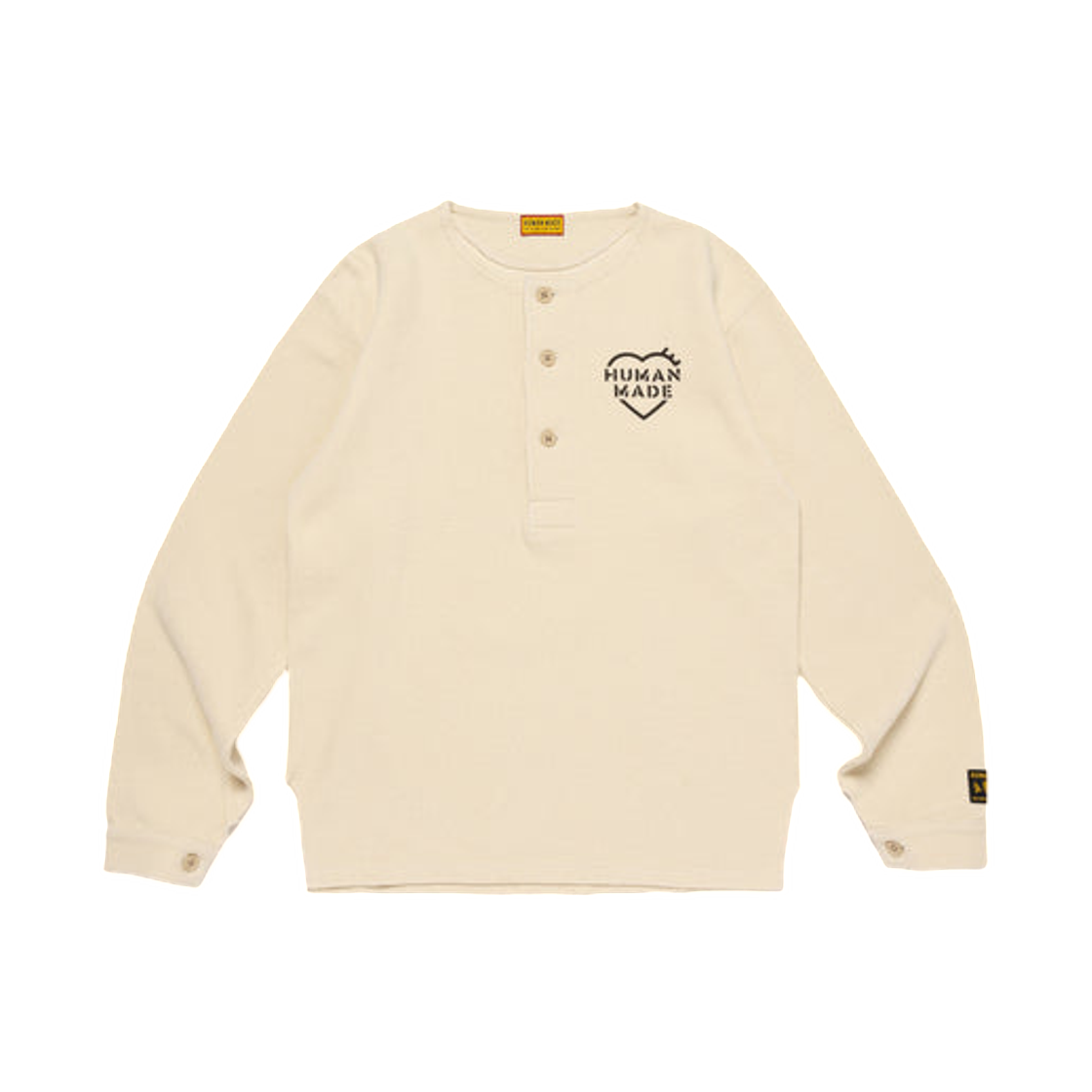 HM30CS009 Human Made Henley Neck L/S T-Shirt White