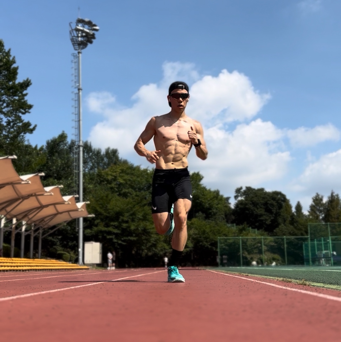Nike Dri-Fit ADV Aeroswift Running Half Tights Black - Asia, Oakley RadaLock Path Polished Black Frame Prizm Black Lenses Low Bridge Fit 착용 스타일 - 1