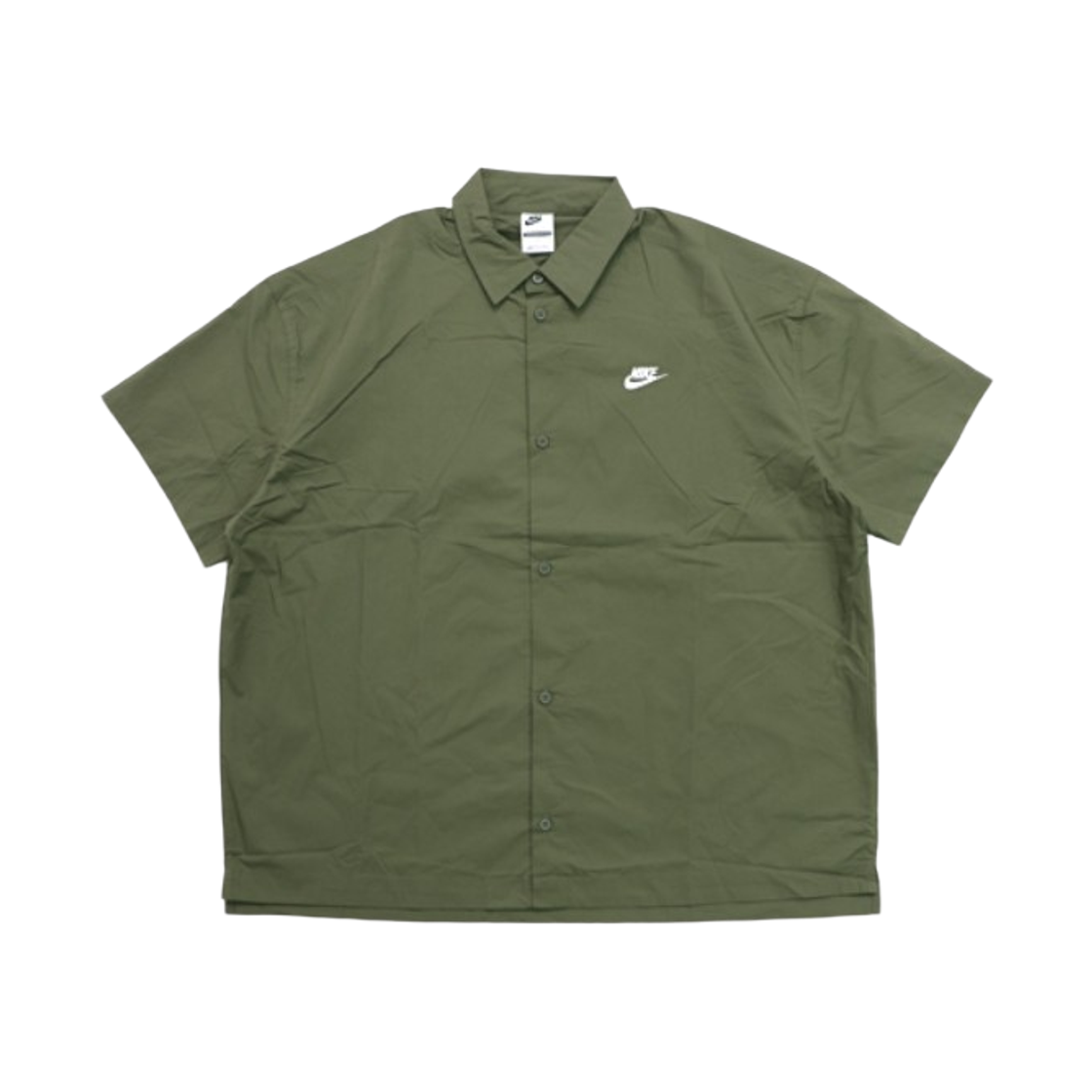 HJ2027-222 Nike Club Short Sleeve Button-Up Shirt Medium Olive White - Asia