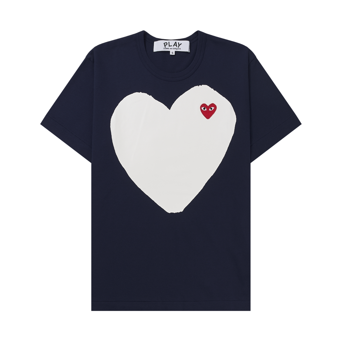 플레이 꼼데가르송 레드 하트 프린트 화이트 하트 티셔츠 네이비(Play Comme des Garcons Red Heart Printed White Heart T-Shirt Navy)