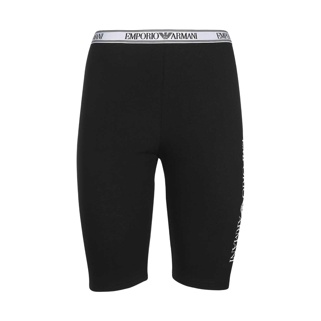 1644322R22700020 (W) Emporio Armani Logo Banding Biker Half Leggings Black
