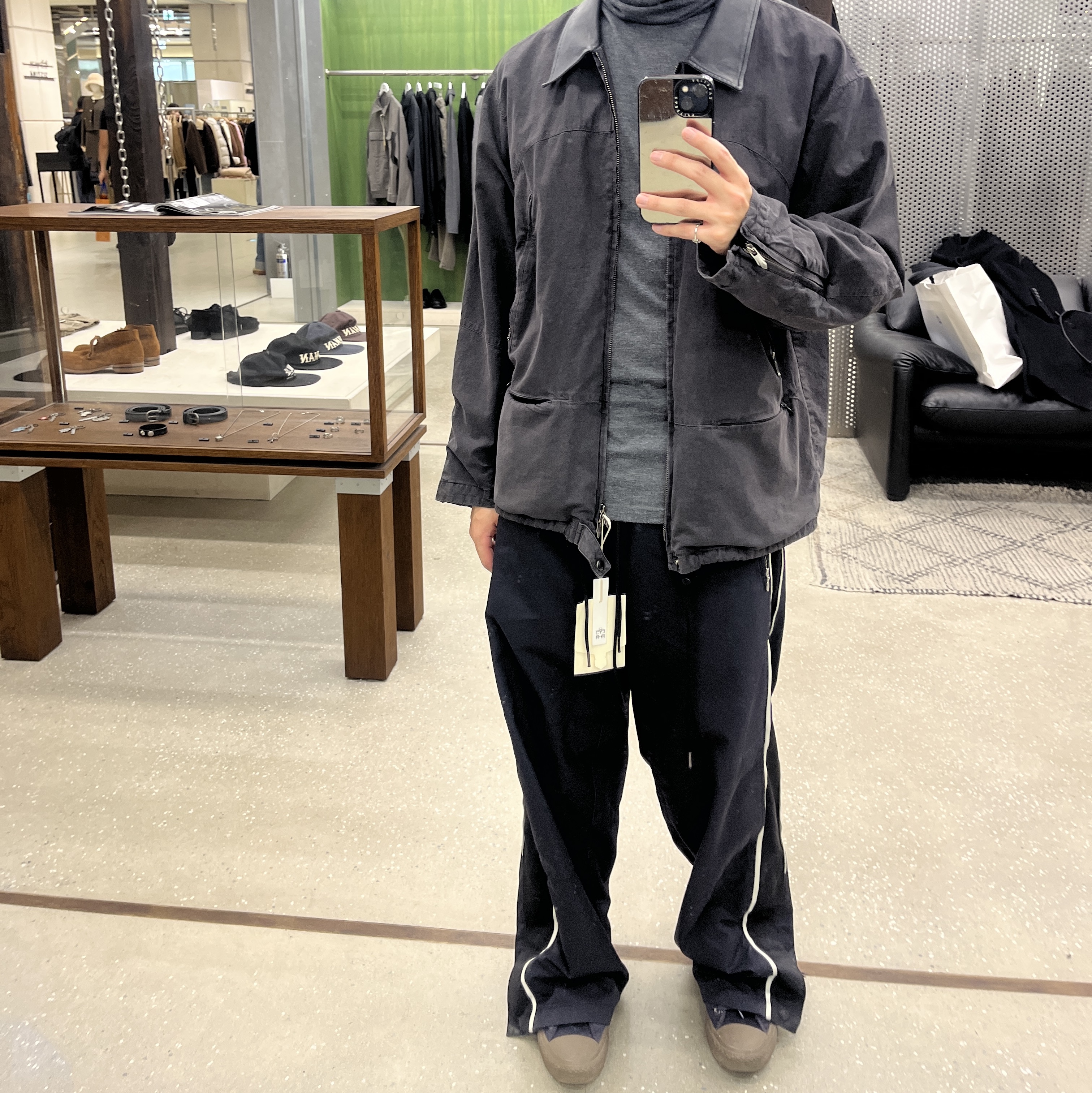 Polyteru 5 Zip Jacket Purple Brown (Leather Collar) 착용 스타일