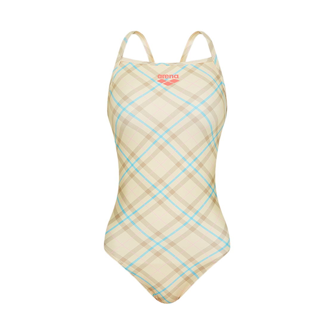 A5FL1LO12BEG ARENA Knit Check One-piece Cross Strap Back Beige