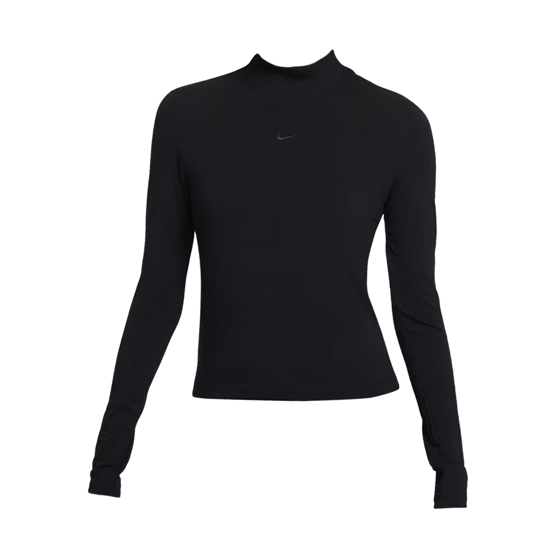 HV5028-010 (W) Nike NSW Chill Knit Slim Long Sleeve Mock-Neck T-Shirt Black - Asia