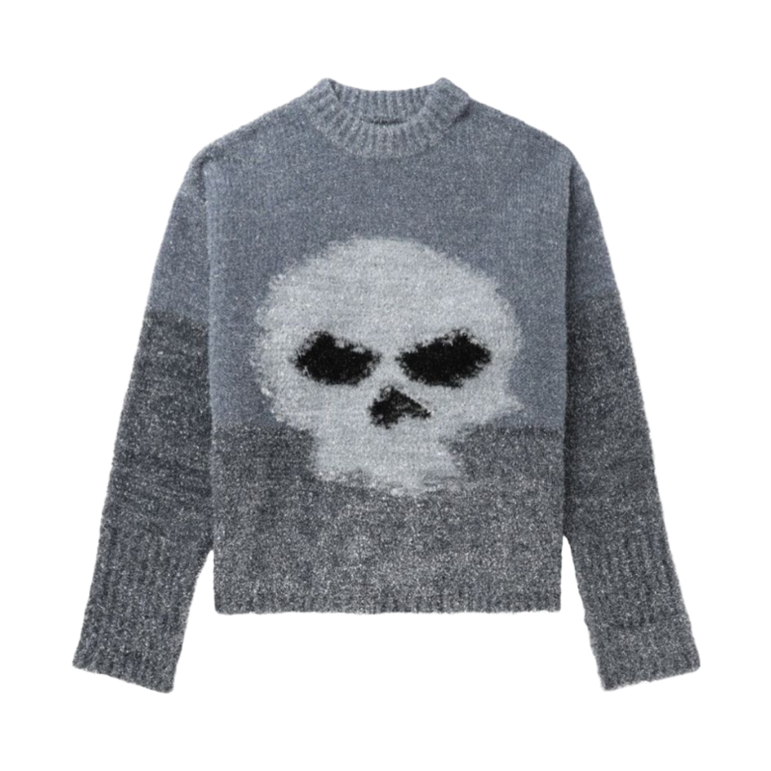 ERL08N367 ERL Skull Crewneck Knit Silver