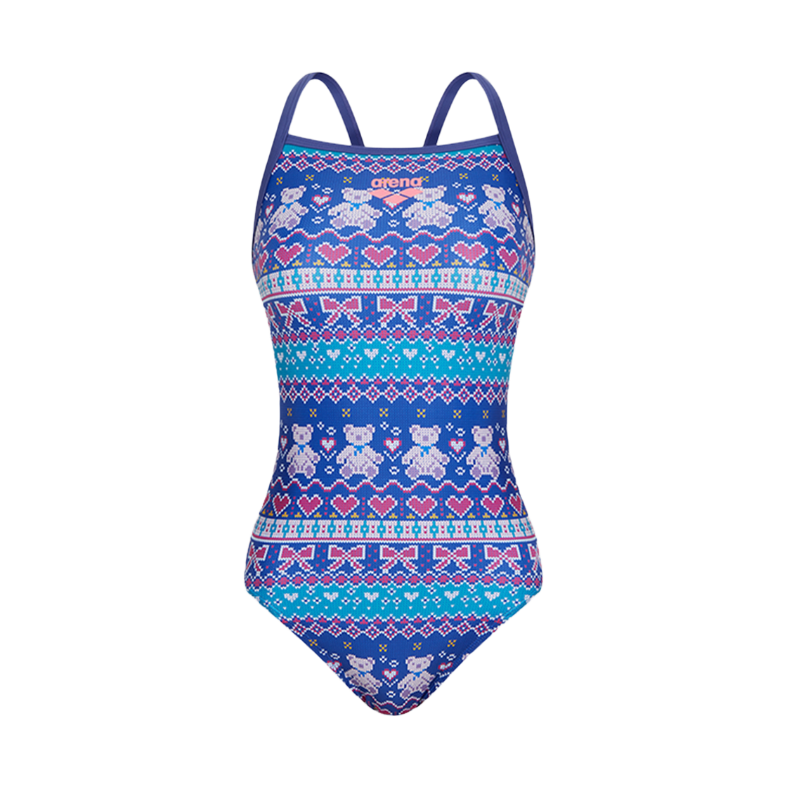 A5FL1LO10PPL ARENA Knit Bear One-piece Single Cross Strap Back Purple