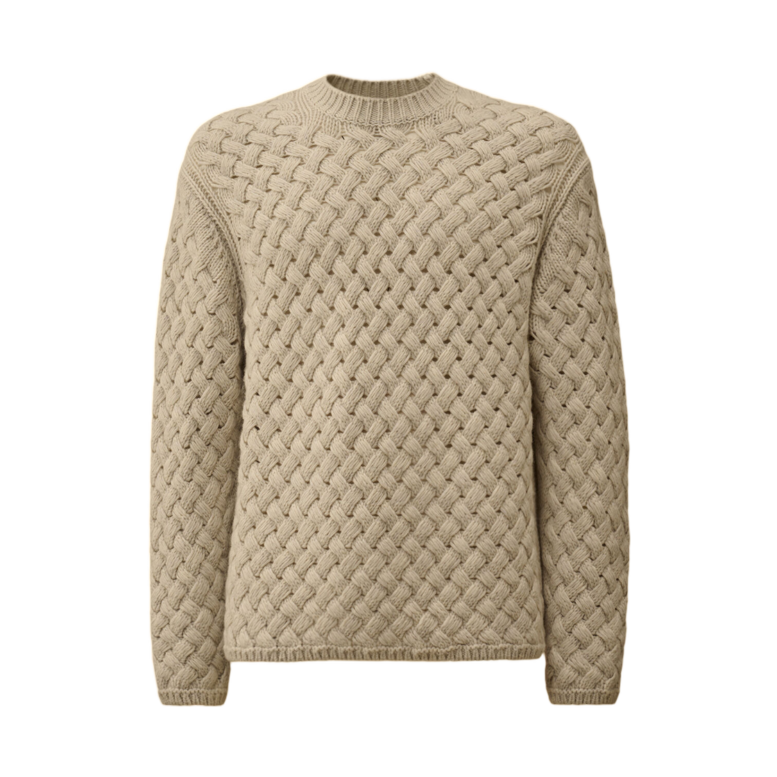 C.P. 컴퍼니 램스울 GRS 로고 크루넥 스웨터 오프 화이트 멜란지 그레이 - 25FW(C.P. Company Lambswool GRS Logo Crewneck Sweater Off White Melange Grey - 25FW)