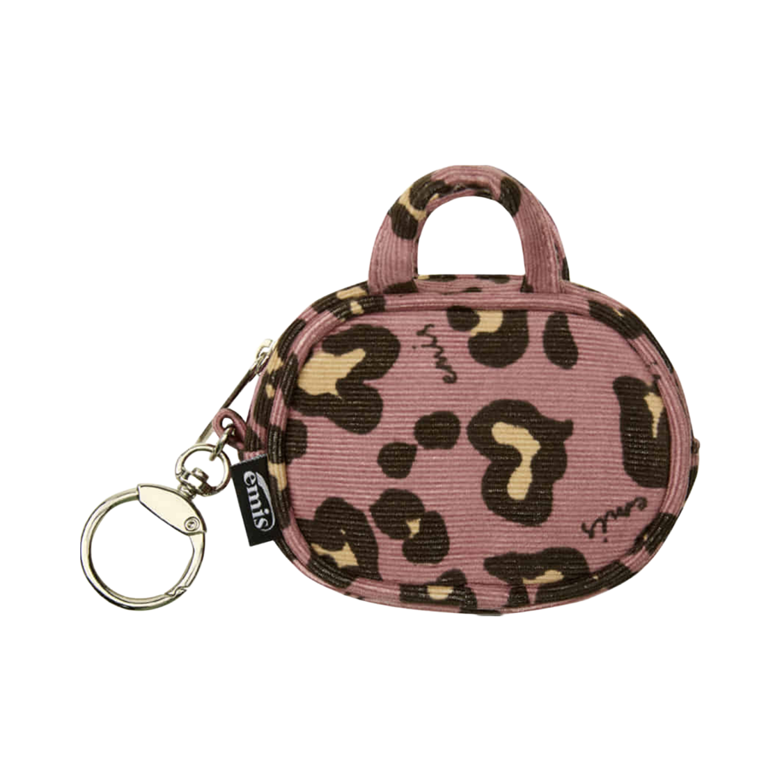 이미스 코듀로이 레오파드 키링 핑크(Emis Corduroy Leopard Keyring Pink) - 1