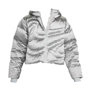 (W) Nike NSW Swoosh Series Therma-Fit Oversized Down Puffer Jacket Metallic Silver Light Smoke Grey - Asia