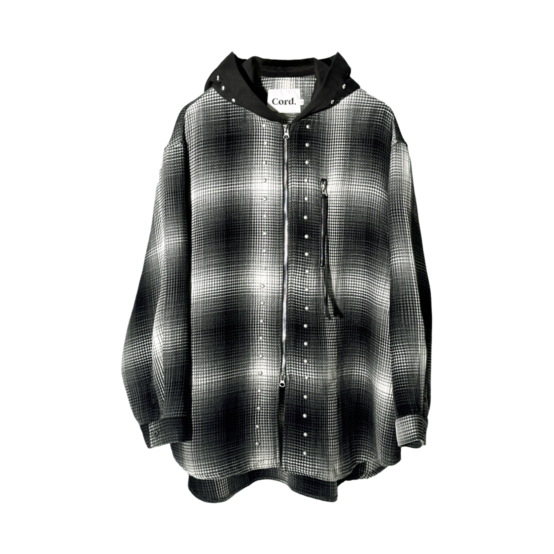 코드 지퍼포켓 후디드 스터드 셔츠 블랙(Cord Zip-Pocket Hooded Stud Shirt Black)
