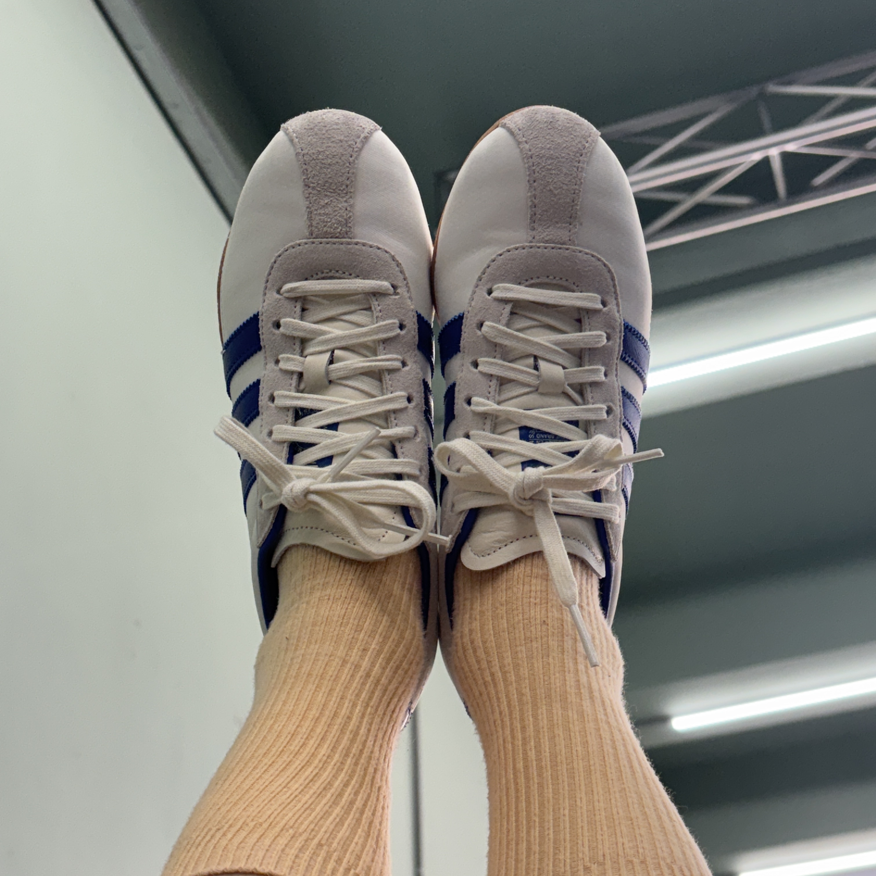 (W) Adidas Tokyo Off White Royal Blue 착용 스타일 - 3